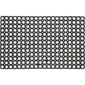 Schwarze Gummiringmatte, 40x60 cm, für den Außenbereich. Fußmatte aus Gummi mit Löchern.
