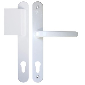 Weiße Roro Drückergarnitur Typ CR aus Aluminium, 92 mm, für Türbeschläge.