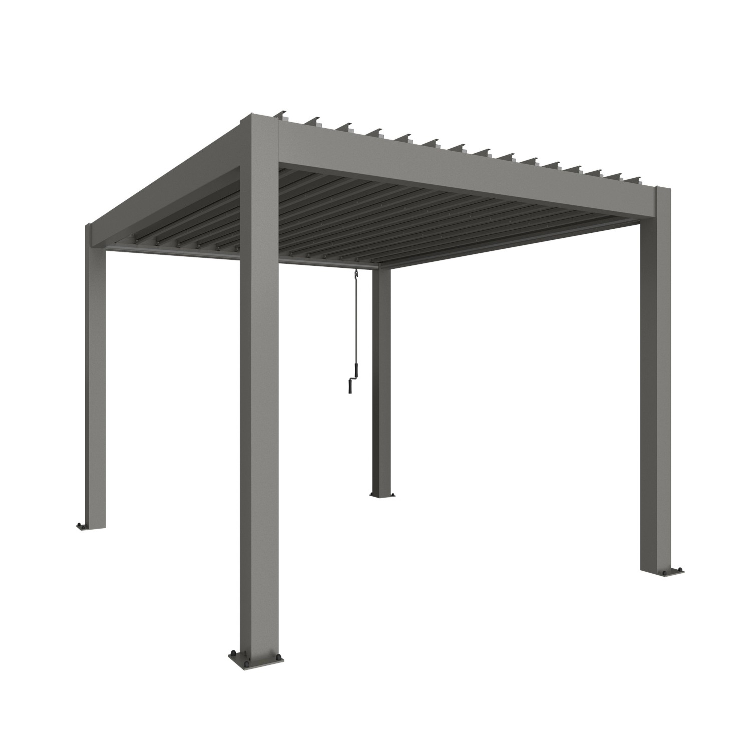 Biohort Pergola, Quarzgrau-Metallic, 255x312x367,5 cm, Terrassenüberdachung mit Lamellen.