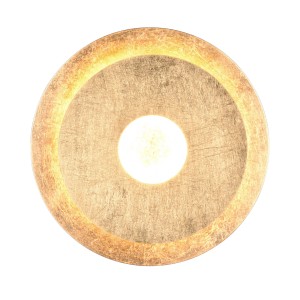 Runde, goldfarbene Trio LED-Wandlampe Leano mit indirekter Beleuchtung.