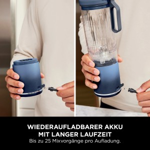 Ninja Blast Max Mixer kabellos in Blau beim Aufladen gezeigt.