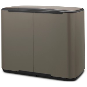 Brabantia Treteimer Bo 11+23L Platinum, Mülleimer mit zwei Fächern und sanftem Verschluss.