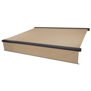 MCW Kassettenmarkise, 4,5x3 m, creme/anthrazit, mit Volant. Markise für Terrasse und Balkon.