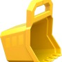 Gelbe Baggerschaufel aus dem Hape Sandspielzeug-Set, Teil eines 9-teiligen Spielsets für Kinder.