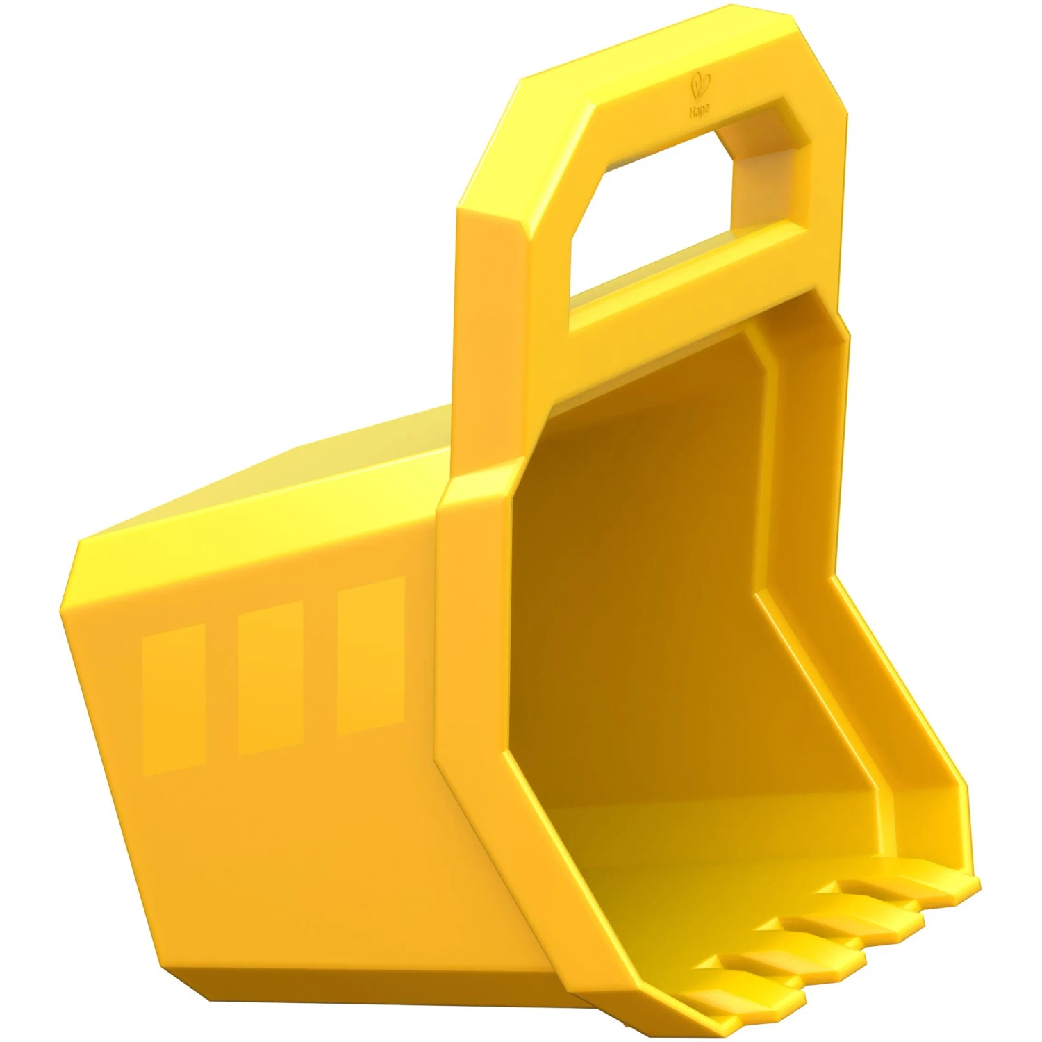 Gelbe Baggerschaufel aus dem Hape Sandspielzeug-Set, Teil eines 9-teiligen Spielsets für Kinder.
