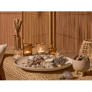 Brauner Teelichthalter Desert Flower aus Glas, 9,5 cm hoch, für gemütliche Lichtstimmung.