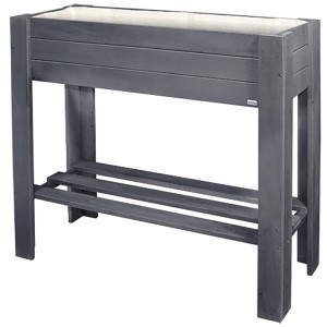 Wagner Holz-Hochbeet Green Box Light, anthrazitfarben, mit Ablagefläche. Ideal für Garten und Balkon.