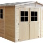 Timbela Holz-Gartenhaus M335+M335G, 9 m², mit Fenstern und Boden. Unbehandeltes Holz.