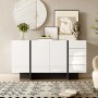okwish Sideboard mit 2 Türen 4 Schubladen Wohnzimmer Esszimmer 150x40x80cm Weiß_2
