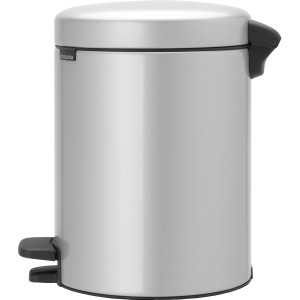 Brabantia Treteimer NewIcon 5 l, Metallic Grey. Kompakter, runder Mülleimer mit Fußpedal.