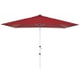 Rechteckiger, bordeauxroter Doppler Marktschirm 200x300 cm mit Kurbel und UV 50+ Schutz.