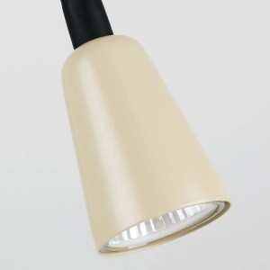 Orion Tischlampe Dotty: beiger, konischer Metallschirm mit sichtbarer GU10 Fassung. Moderne Innenleuchte.