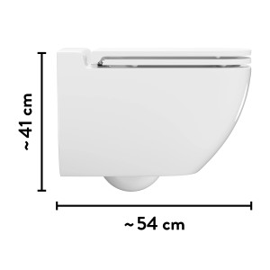 baliv Wand WC-Set Cleveland, Tiefspüler, spülrandlos, weiß. Detailaufnahme der Maße.