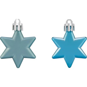 Türkisfarbene Sterne, 12-teiliges Baumschmuck-Set, 5 cm, matte Oberfläche.