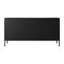 Schwarzes Selsey Sideboard Bemmi, 150 cm, mit 3 Türen und hohen schwarzen Metallbeinen. Moderne Kommode.