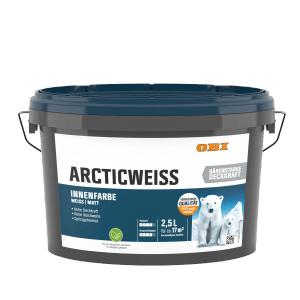Eimer OBI Wandfarbe Arcticweiss, Weiß, Matt, 2,5 Liter.