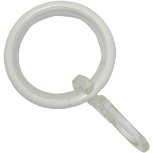 Weißer Gardinenring Kreta mit Gleiteinlage für Gardinenstangen.