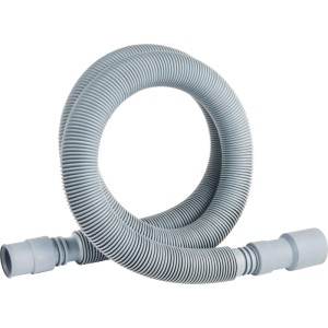 Flexibler, grauer Spiral-Ablaufschlauch für Waschmaschine, dehnbar von 1,2 m bis 4 m.