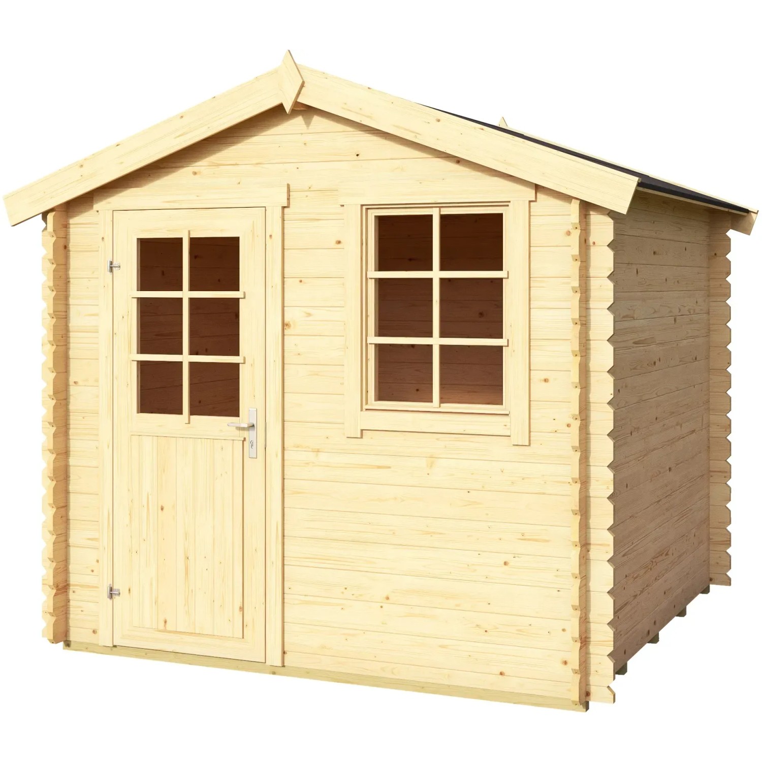 Lasita Holz-Gartenhaus Wels 2, naturbelassen, mit Tür und Fenster. Ideal als Gerätehaus oder Gartenpavillon.