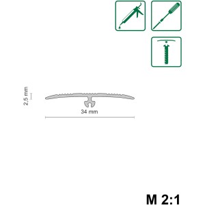 Abbildung eines Universalprofils in Champagner zum Dübeln, Maße 34 x 25 x 900 mm.
