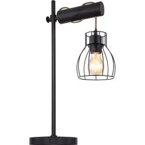 Schwarze Globo Tischleuchte Mina aus Metall mit Lampenschirm-Gitter.