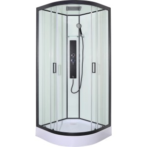 Sanotechnik Komplettduschkabine Sky 1 CL73 Schwarz mit Massagedüsen und Glasdach.
