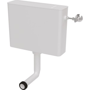 Siamp Spülkasten Tosca, Aufputzspülkasten mit 2-Mengen-Technik für Stand-WC, Kunststoff Weiß.