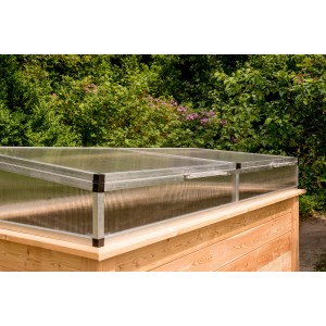 KGT Frühbeet-Aufsatz für Woody Hochbeet, Alublank mit transparenten Hohlkammerplatten.