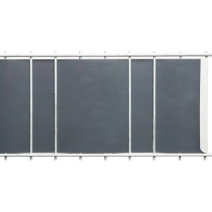 Floraworld PVC Sichtschutzrolle in Anthrazit am Doppelstabmattenzaun.