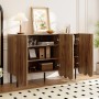 okwish Sideboard mit Wellentüren Wohnzimmer Flur Esszimmer 120x35x80cm Braun_2