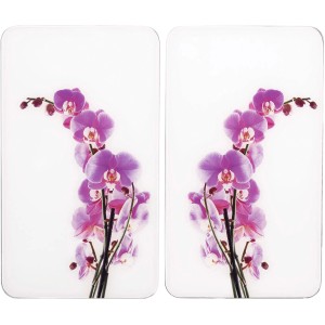 2er-Set Wenko Herdabdeckplatten Universal Orchideenblüte für alle Herdarten.