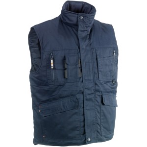 Marineblaue Herock Donar Arbeitsweste XXXL mit vielen Taschen und Fleece-Kragen.