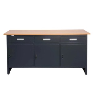 Jet-Line Werkbank GROSNY 170 cm Metall Anthrazit 3 Schubladen 3 Türen