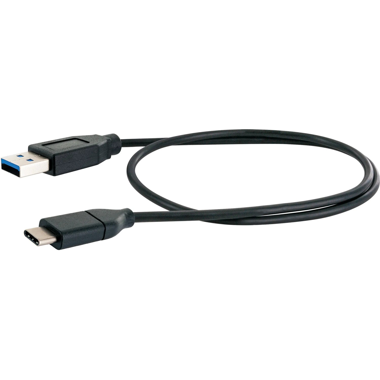 Schwarzes Schwaiger USB 3.0 A auf USB 3.1 Type C Ladekabel, ca. 15cm lang.