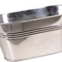 Silberne Zink-Wanne mit zwei Henkeln, ideal als Pflanzschale für Innen und Außen.