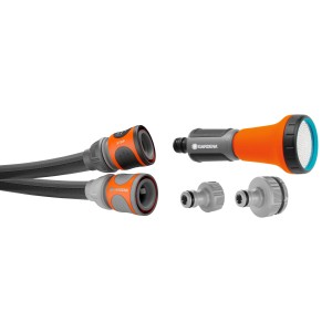 Gardena Liano™ Life Gartenschlauch-Set, 10 m, mit Brause, Hahnverbinder und Schlauchverbinder.