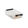 Transparente SmartStore Aufbewahrungsbox Classic 1 l mit Deckel und schwarzen Clips, gefüllt mit diversen Gegenständen.