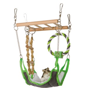 Trixie Hängebrücke mit Leiter, Hängematte und Strickleiter für Kleintierkäfige.