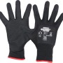 LUX Arbeitshandschuhe Green Glove Gr. 9, aus recyceltem PET, schwarz mit rotem Saum.