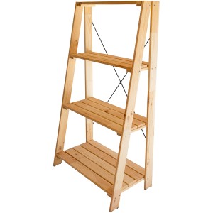 Holzregal mit 4 Böden, DIY Naturholz, Leiterregal für Garten und Wohnraum, 115x62x35 cm
