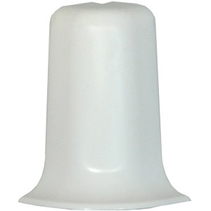 Weiße Außenecke KU050 für Sockelleisten, 52,5x31,5x21 mm, aus Kunststoff.