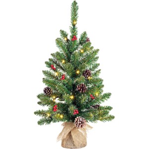 Black Box Trees Künstlicher Weihnachtsbaum Creston Jute Frosted 20 LED 60 cm