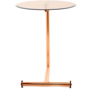 Kayoom Beistelltisch Servant in Rosé mit Glasplatte, Ø 46x62cm.