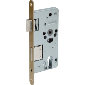 Abus Einsteckschloss für Wohnungsabschlusstür, Edelstahl, DIN links, goldfarben.