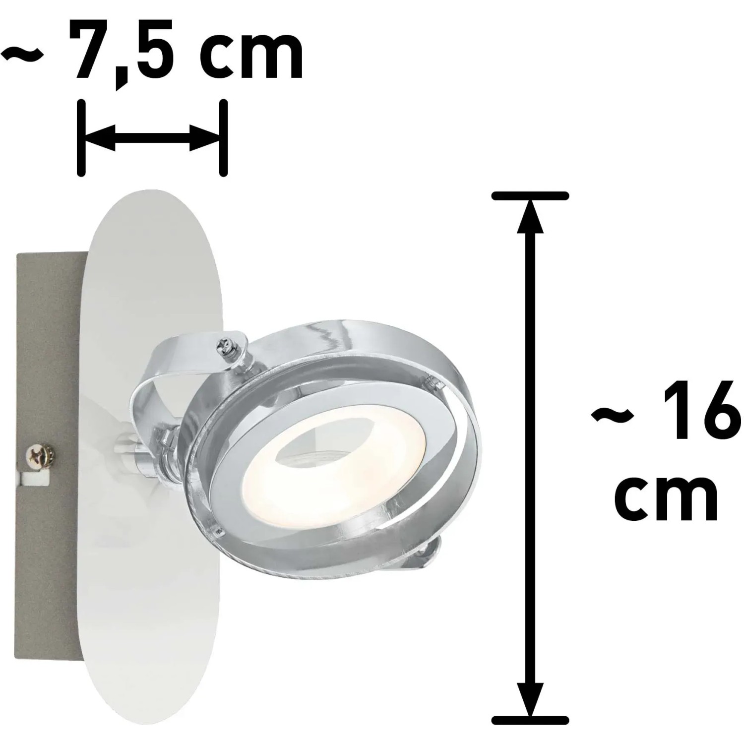 OBI LIGHTING LED Spot Montaro, Chrom, ca. 16x7,5cm, schwenkbar für flexible Beleuchtung.