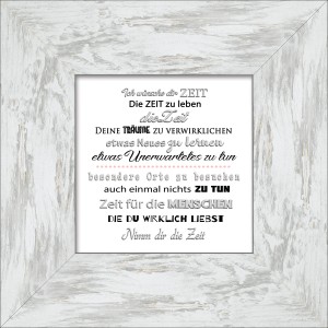 Bild mit Rahmen Black & White Slogan 34 cm x 34 cm