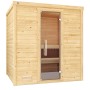 Weka Massivholzsauna Bergen mit Glastür, 7,5 kW Ofen Sparset. Fichtenholz Sauna mit Ofen und Zubehör.