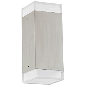 Moderne, 2-flammige Eglo LED-Außenwandleuchte aus Edelstahl für Terrasse & Garten.