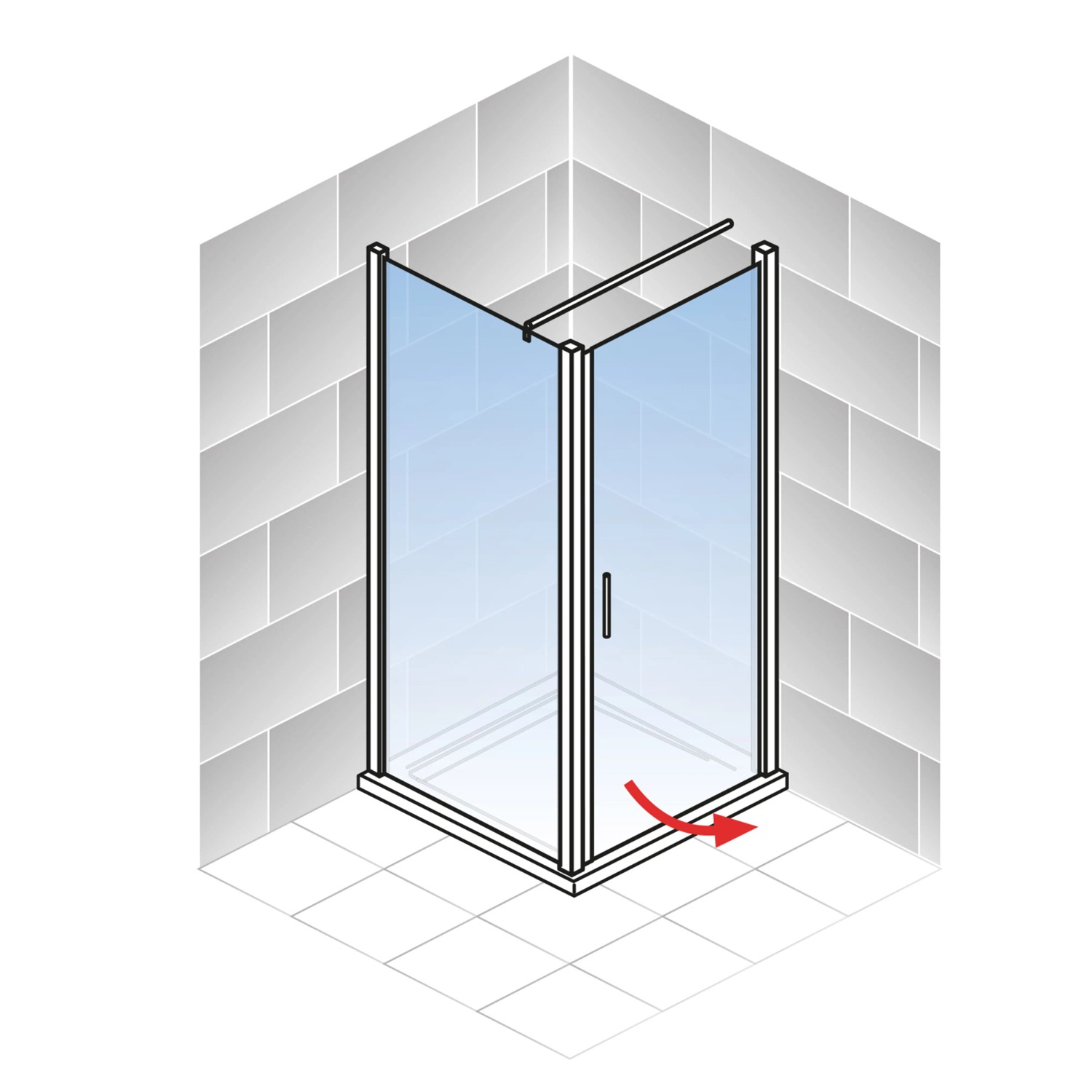 Schulte ExpressPlus Drehtür mit Seitenwand, 90x90x192 cm, klares Glas, Duschwand für barrierefreies Bad.