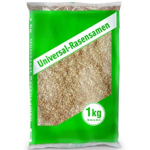Verpackung Universal-Rasensamen 1 kg, geeignet für ca. 40 m² Rasenfläche.